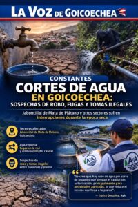 AyA atribuye a la época seca y posible robo de agua los cortes en Mata de Plátano